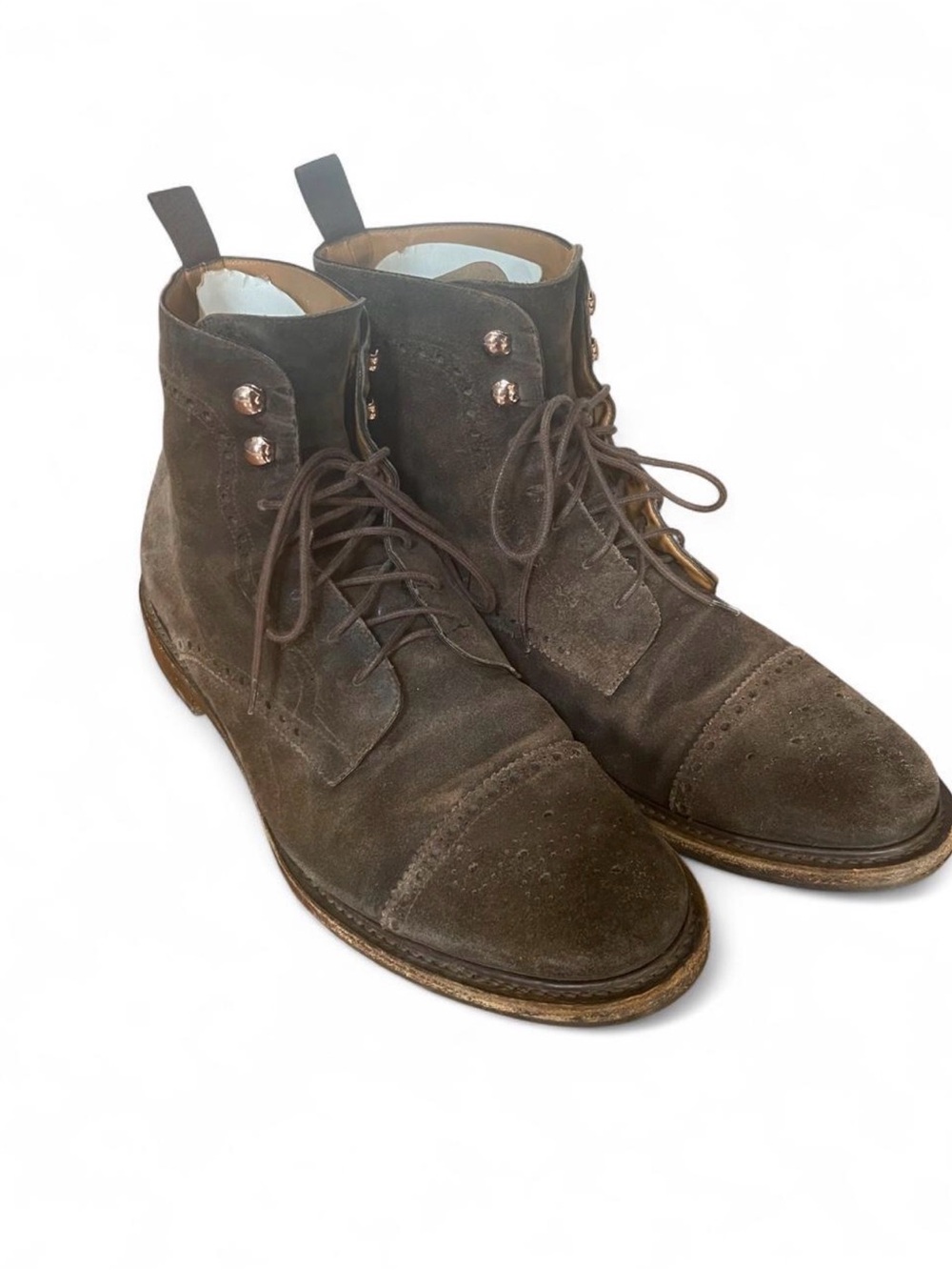 O’Keeffe Brown Suede Vintage Boots US 11 Handcrafted In Italy Dainite Sole 1320